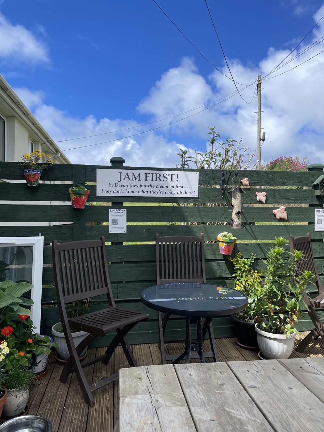 Terrace tables and chairs in the sunshine